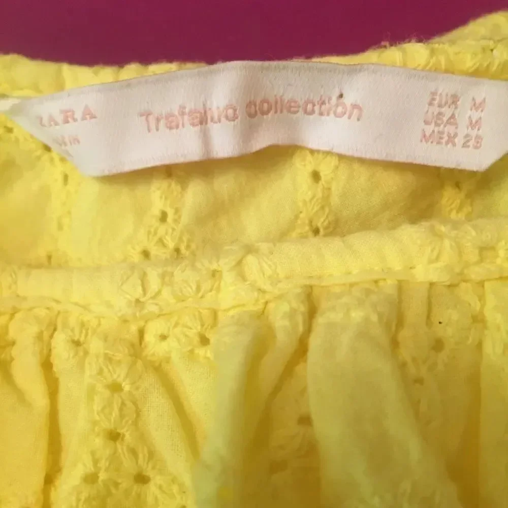 Zara One Shoulder Ruffle Crop Top Yellow